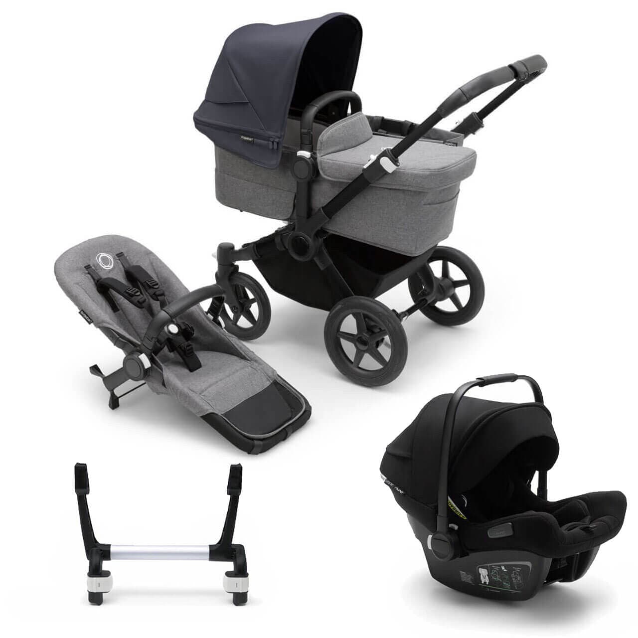 Bugaboo Donkey 5 Mono Travel System on Black/Grey Chassis + Turtle Air - Choose Your Colour - For Your Little One