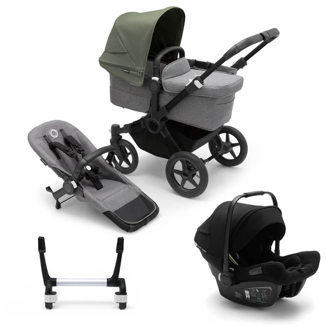 Bugaboo Donkey 5 Mono Travel System on Black/Grey Chassis + Turtle Air - Choose Your Colour - For Your Little One