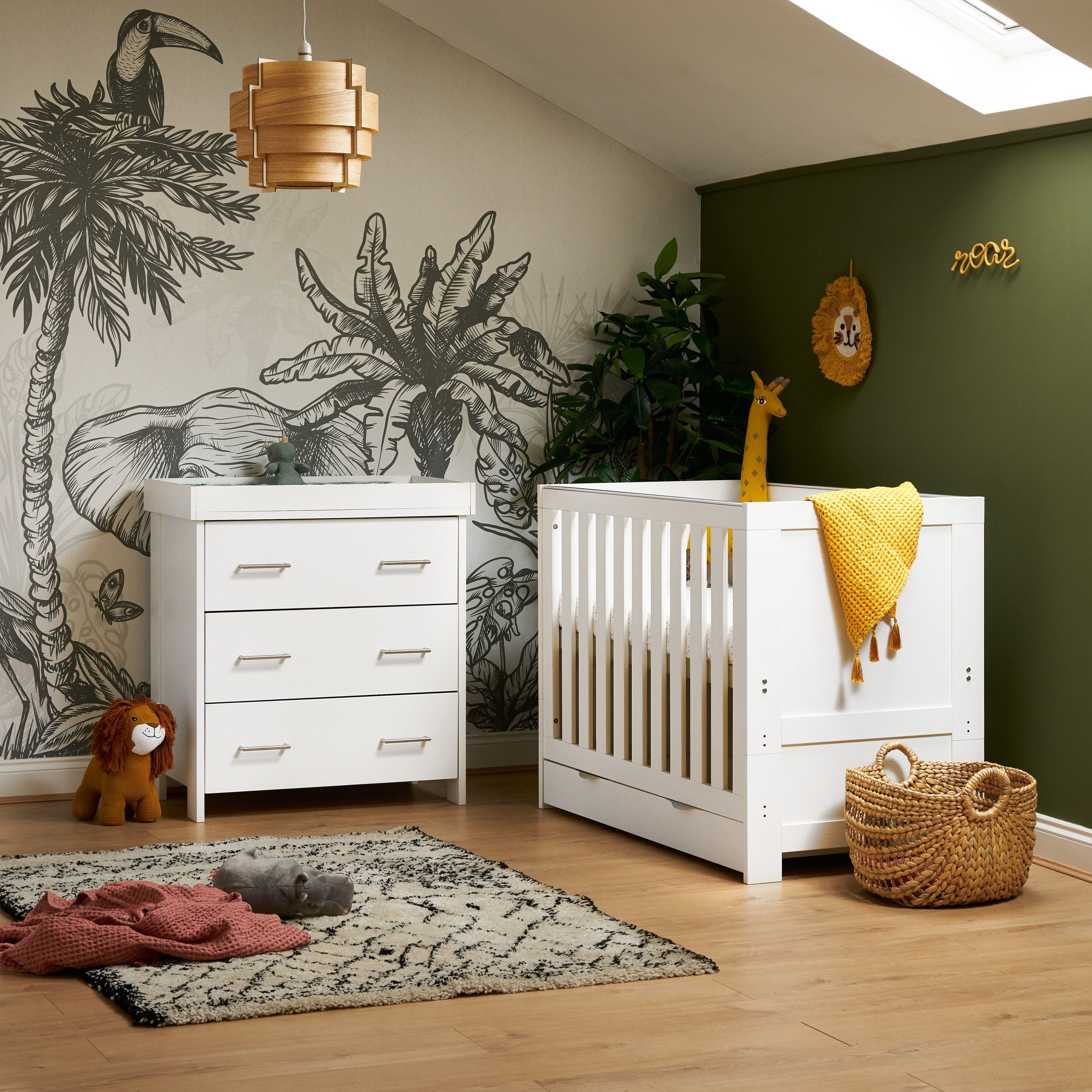 Obaby Nika Mini 2 Piece Room Set & Underdrawer - White Wash -  | For Your Little One