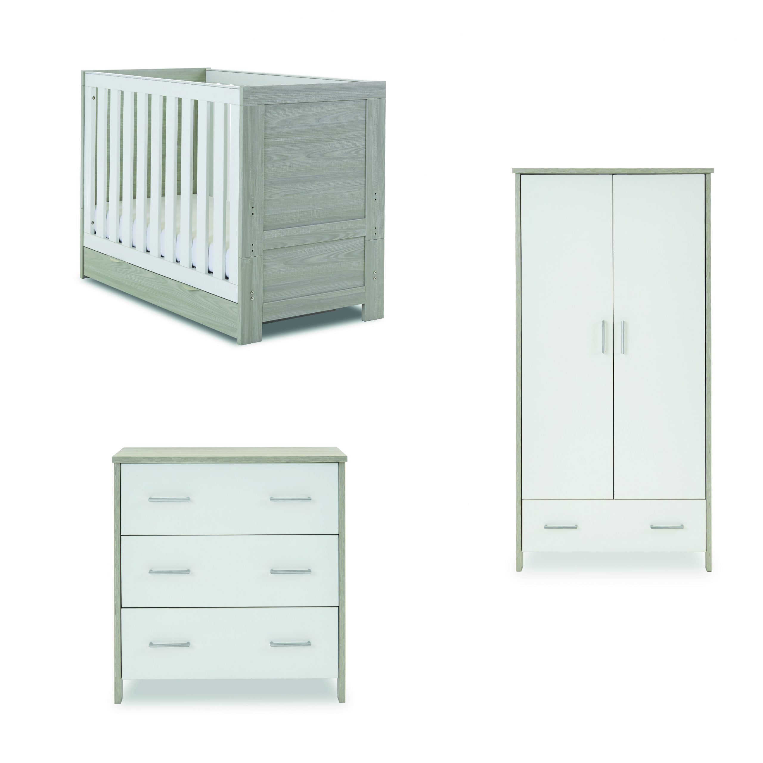 Obaby Nika Mini 3 Piece Room Set & Underdrawer - Grey Wash & White -  | For Your Little One