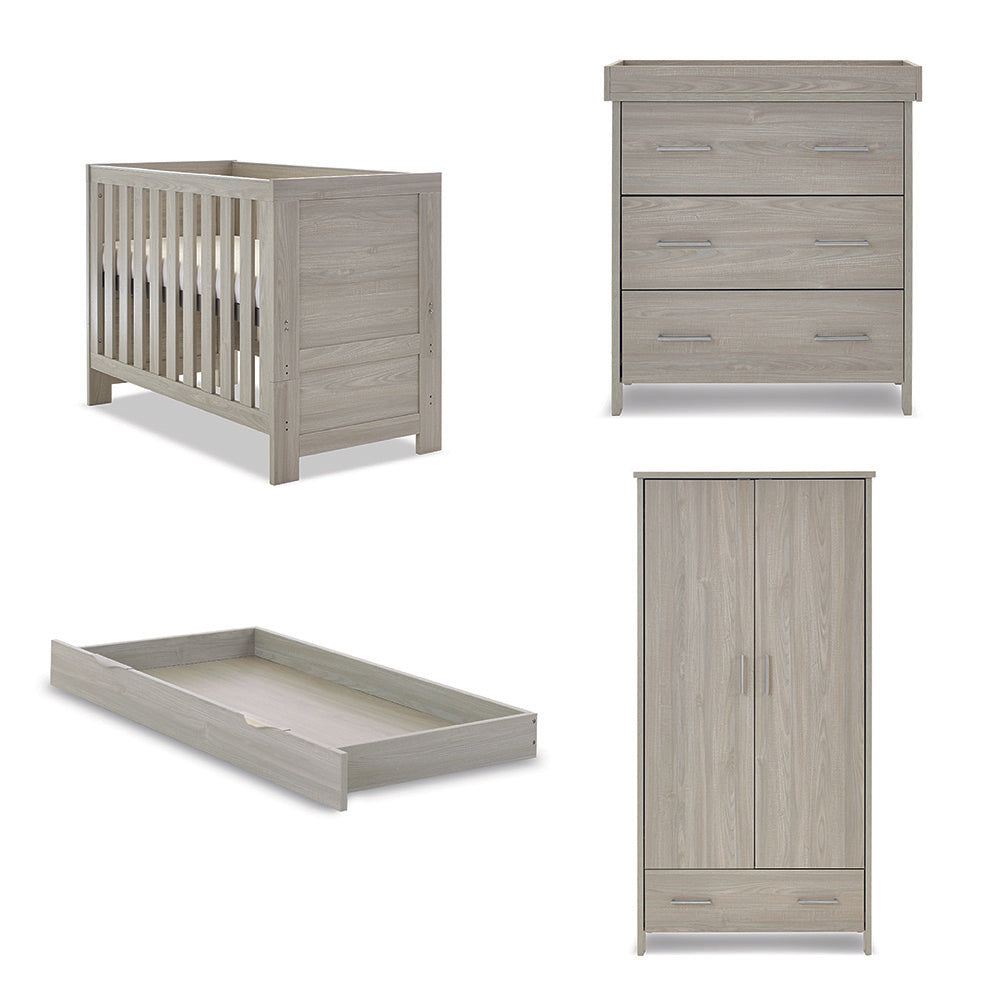 Obaby Nika Mini Cot Bed & Underdrawer - Grey Wash -  | For Your Little One