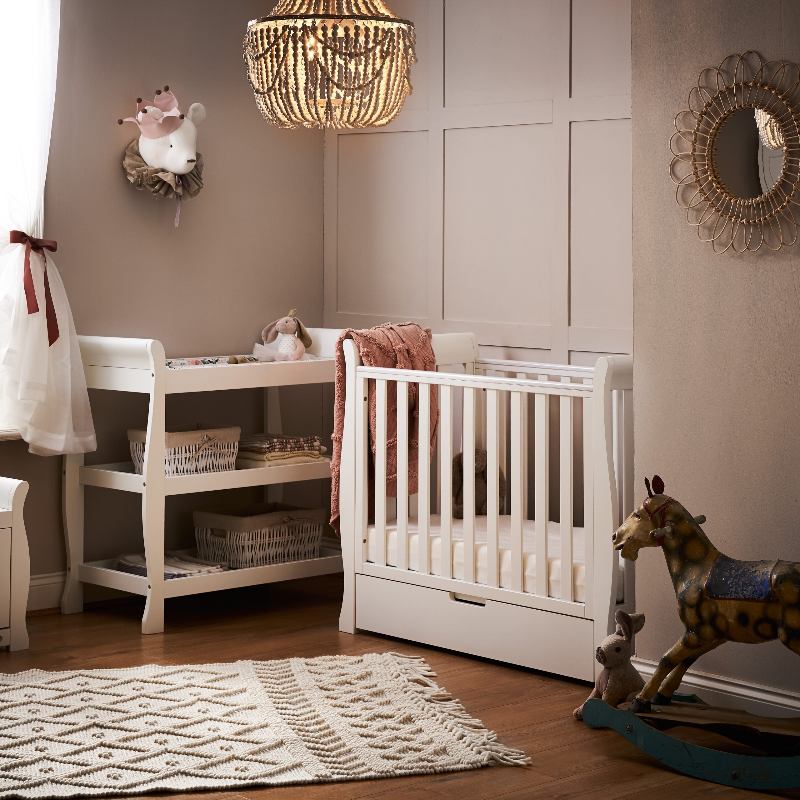 Obaby Stamford Space Saver Sleigh  2 Piece Room Set - White -  | For Your Little One