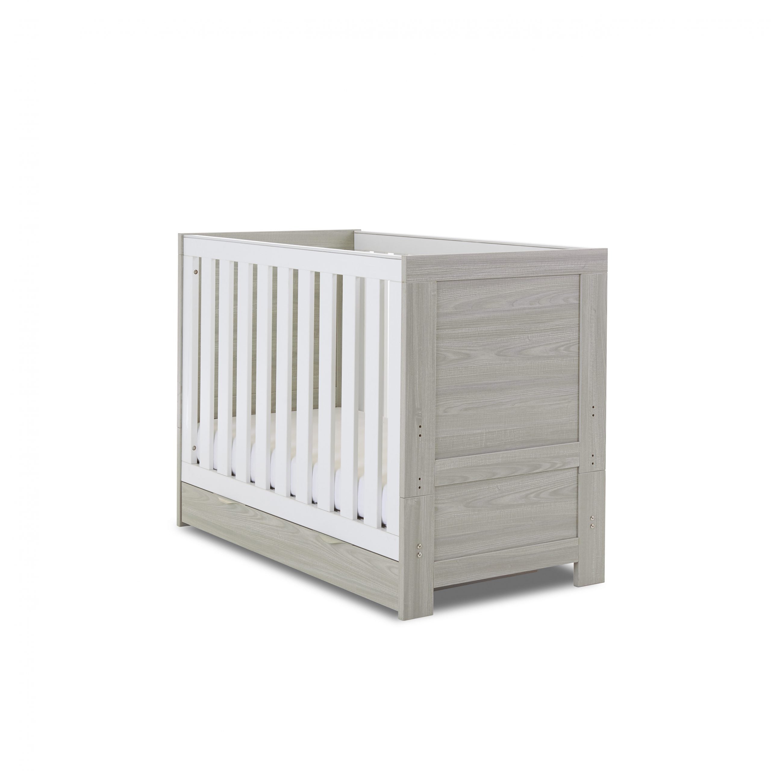 Obaby Nika Cot Bed & Under Drawer - Grey Wash & White -  | For Your Little One