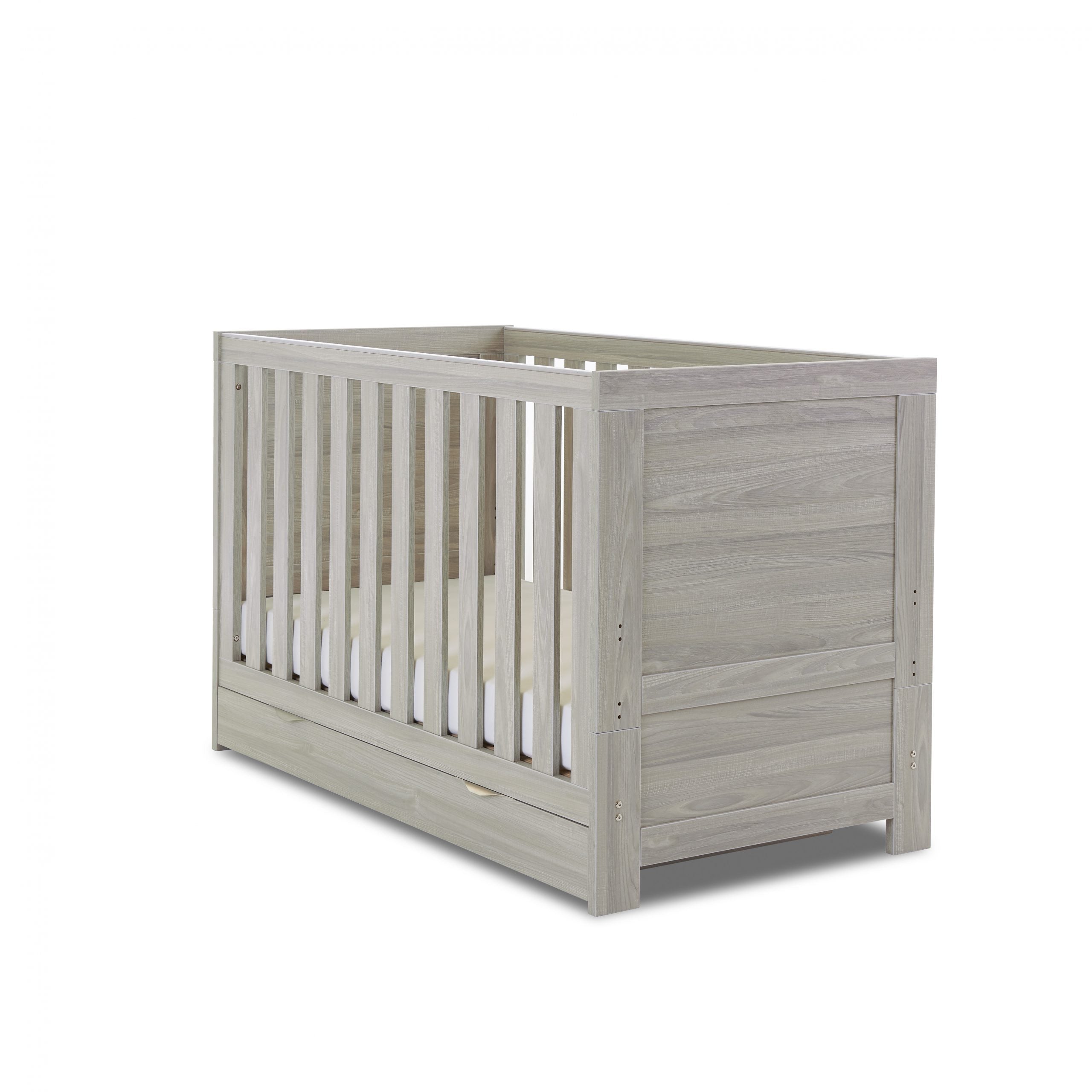 Obaby Nika Cot Bed & Under Drawer - Grey Wash -  | For Your Little One