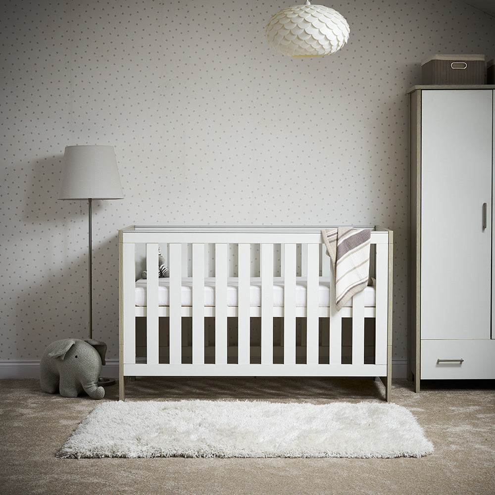 Obaby Nika Cot Bed - Grey Wash & White   