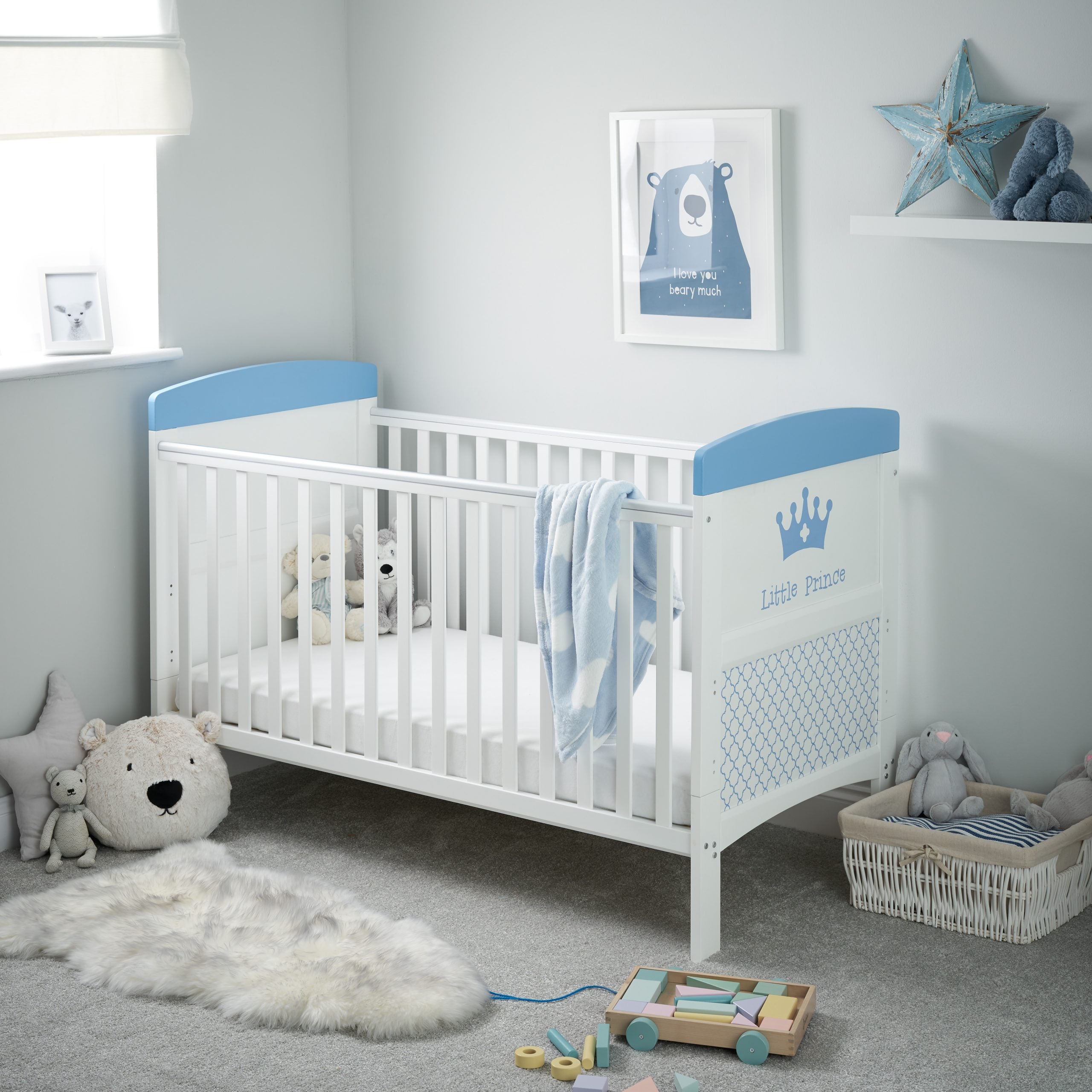 Obaby Grace Inspire Cot Bed + Fibre Mattress - Little Prince -  | For Your Little One