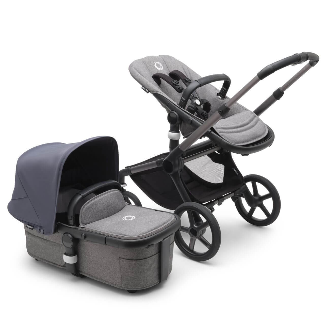 Bugaboo Fox 5 Complete Pushchair Graphite/Grey Melange - Choose Your Canopy Stormy Blue  