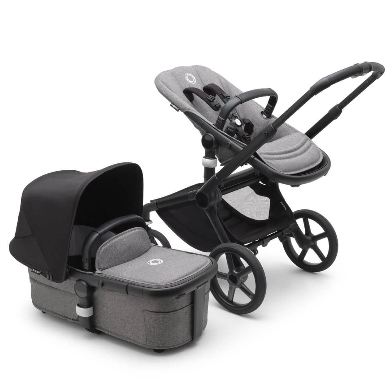 Bugaboo Fox 5 Complete Pushchair Black/Grey Melange - Choose Your Canopy Midnight Black  