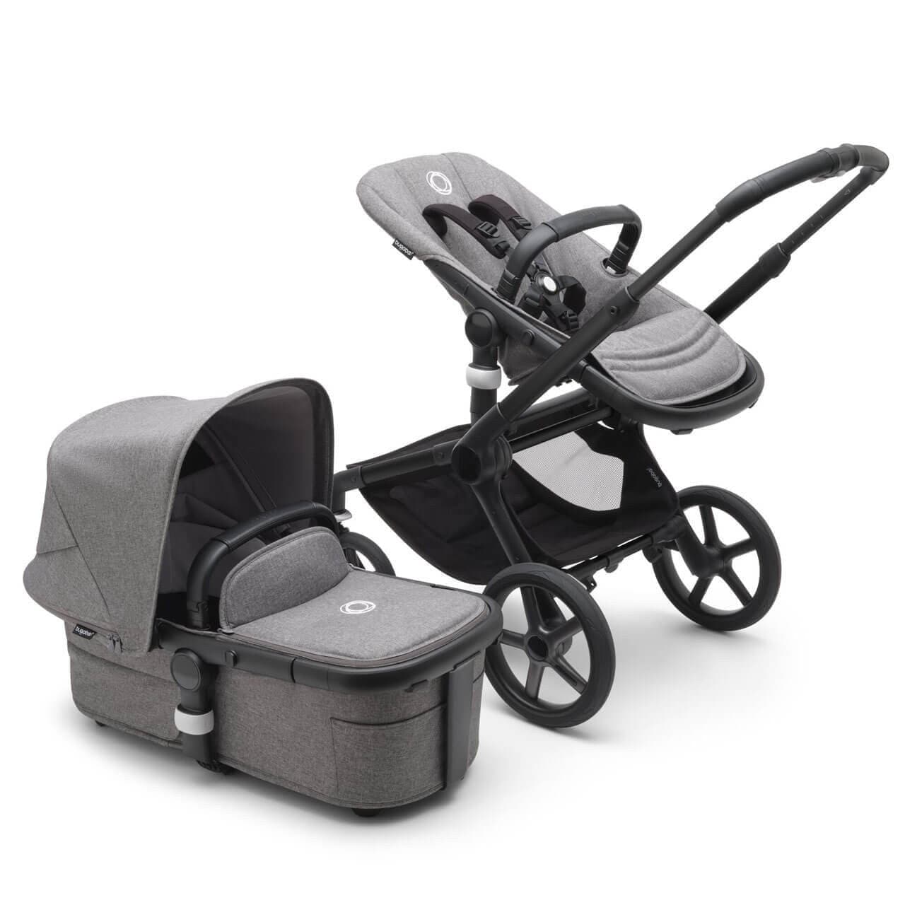 Bugaboo Fox 5 Complete Pushchair Black/Grey Melange - Choose Your Canopy Grey Melange  