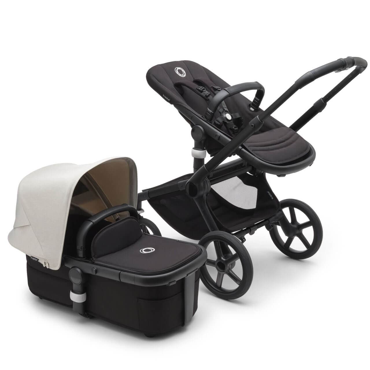 Bugaboo Fox 5 Complete Pushchair Black/Midnight Black - Choose Your Canopy Misty White  