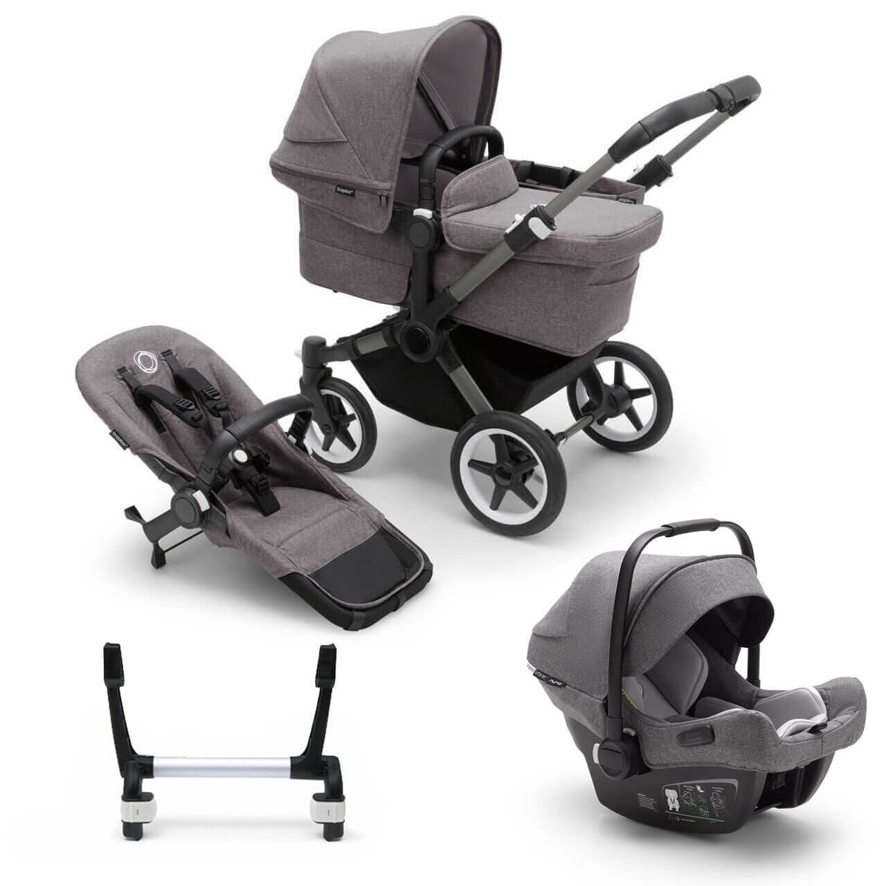 Bugaboo Donkey 5 Mono Complete Travel System + Turtle Air - Graphite/Grey Melange - Grey | For Your Little One