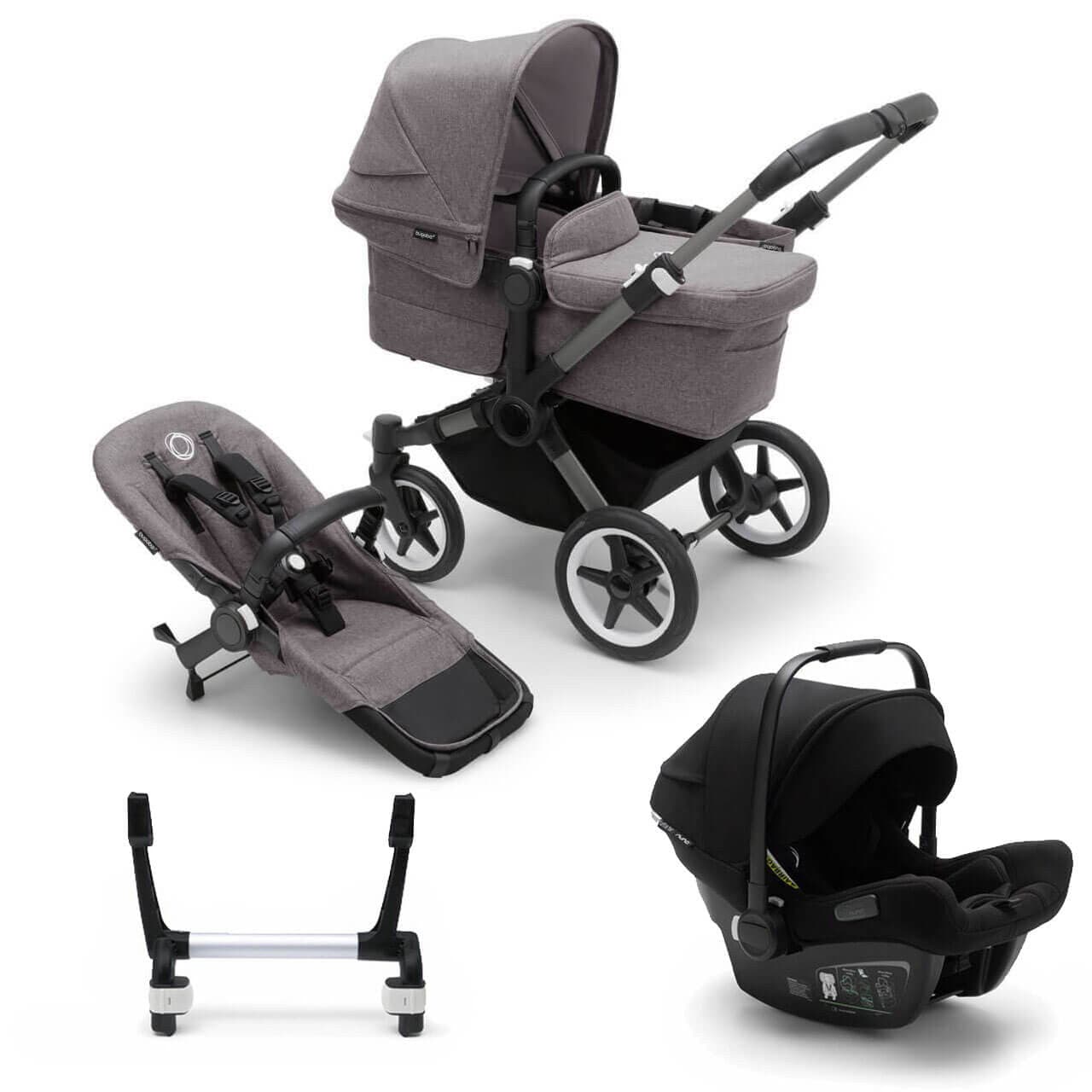 Bugaboo Donkey 5 Mono Complete Travel System + Turtle Air - Graphite/Grey Melange - Black | For Your Little One