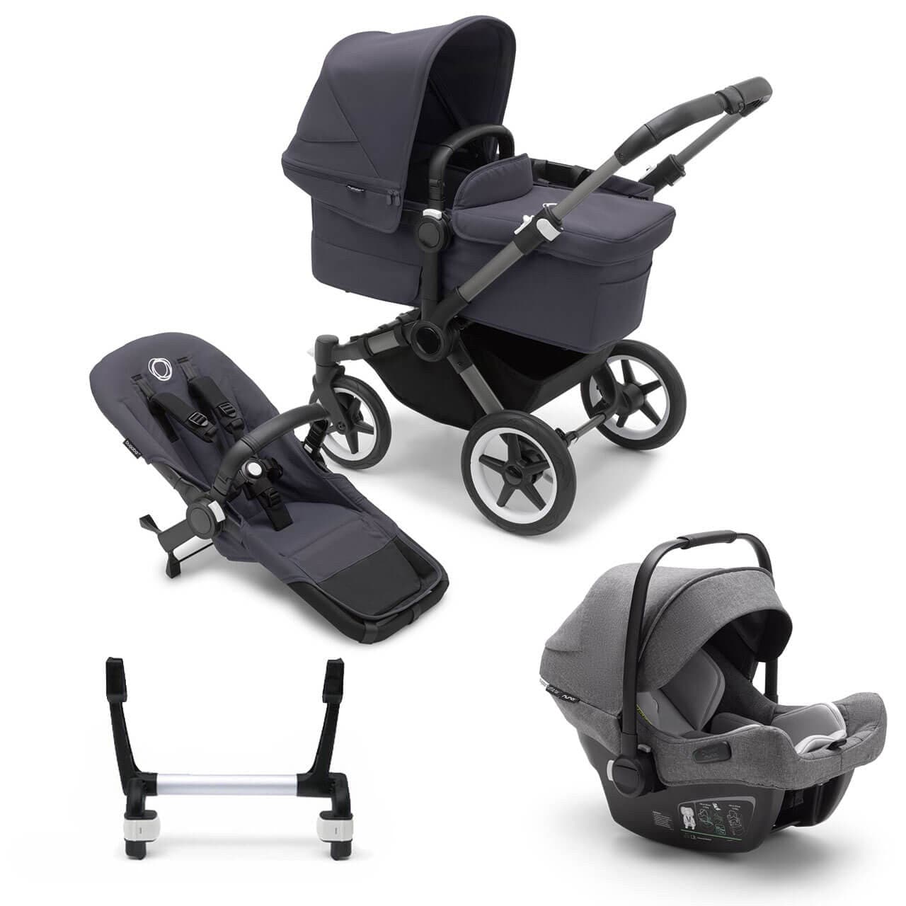 Bugaboo Donkey 5 Mono Complete Travel System + Turtle Air - Graphite/Stormy Blue - For Your Little One