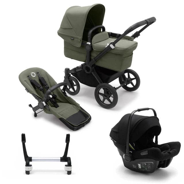 Bugaboo Donkey 5 Mono Complete Travel System + Turtle Air - Black/Forest Green - Black | For Your Little One