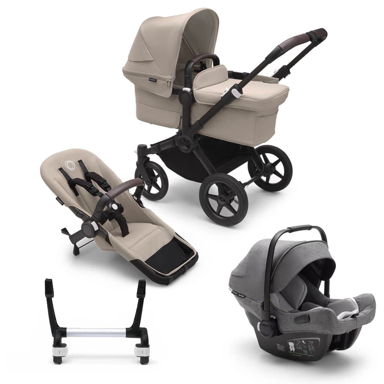 Bugaboo Donkey 5 Mono Complete Travel System + Turtle Air - Black/Desert Taupe - Grey | For Your Little One