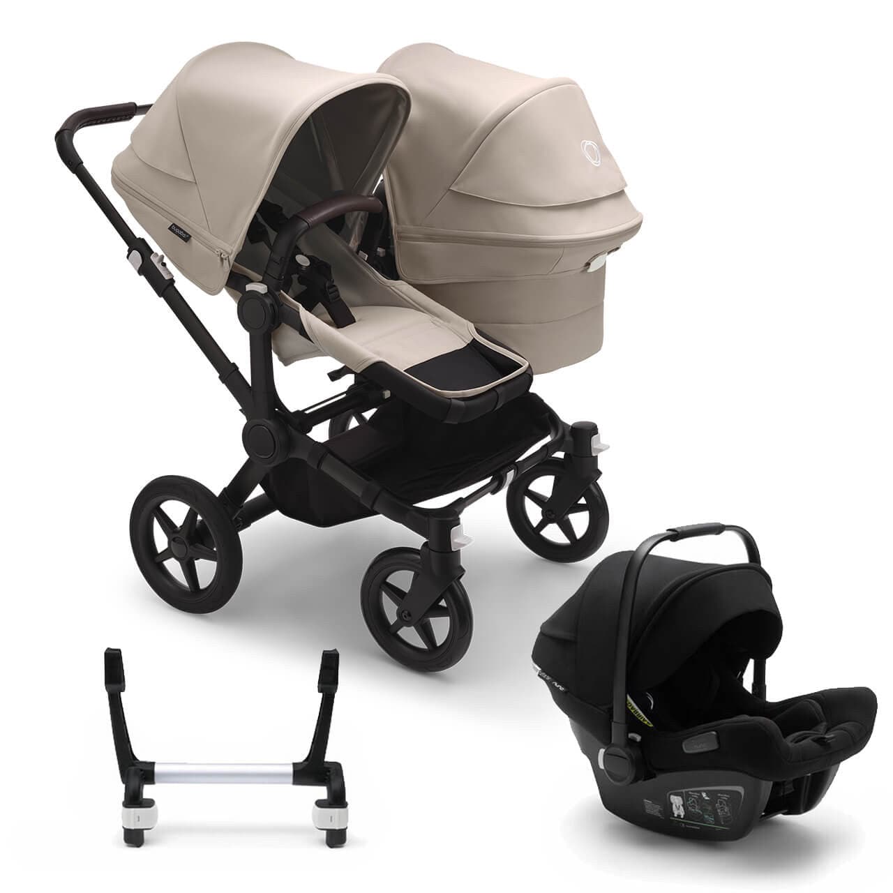 Bugaboo Donkey 5 Duo Complete Travel System + Turtle Air - Black/Desert Taupe - Black | For Your Little One