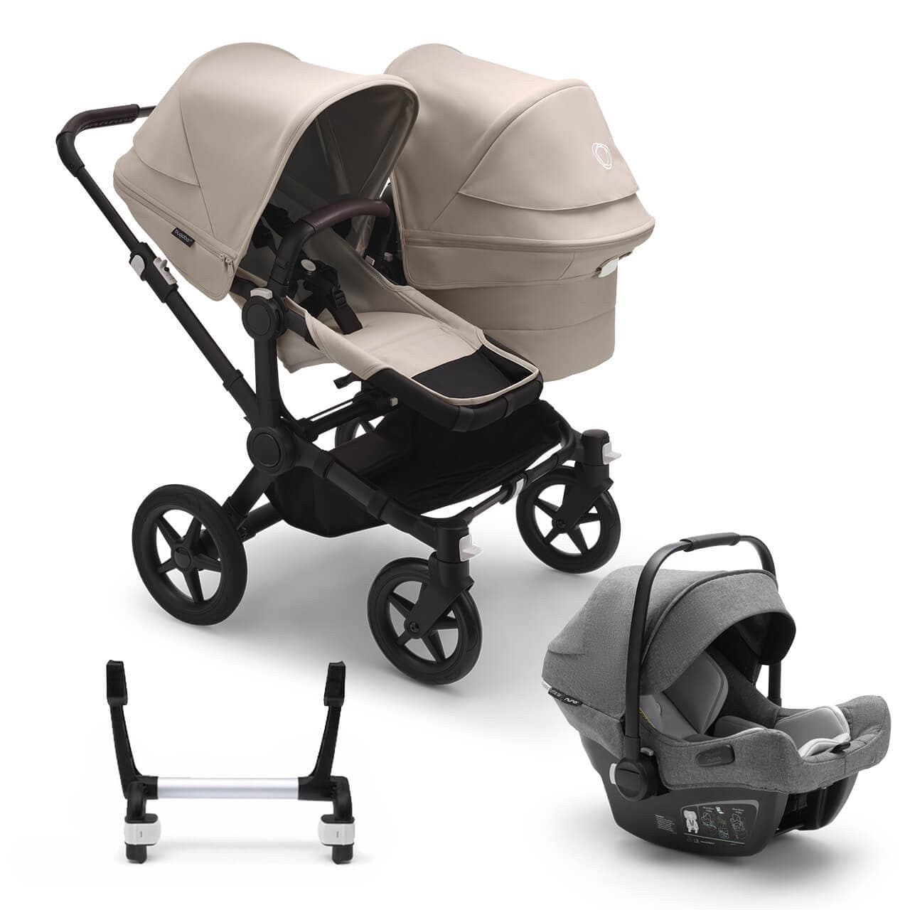Bugaboo Donkey 5 Duo Complete Travel System + Turtle Air - Black/Desert Taupe - Grey | For Your Little One