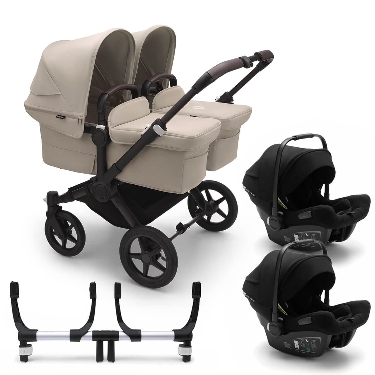 Bugaboo Donkey 5 Twin Complete Travel System + Turtle Air - Black/Desert Taupe - Black | For Your Little One