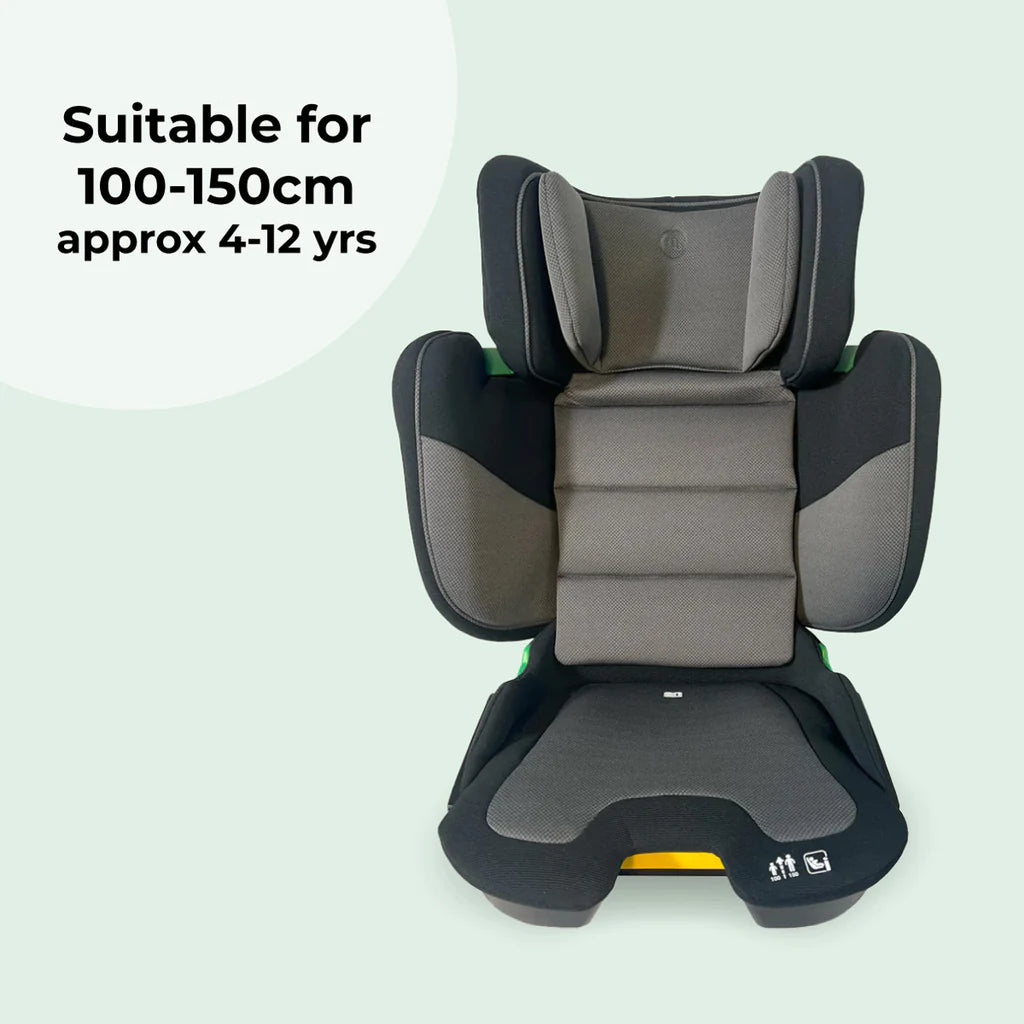 My Babiie MBCS23 i-Size (100-150cm) Compact High Back Booster Car Seat - Black & Grey - For Your Little One