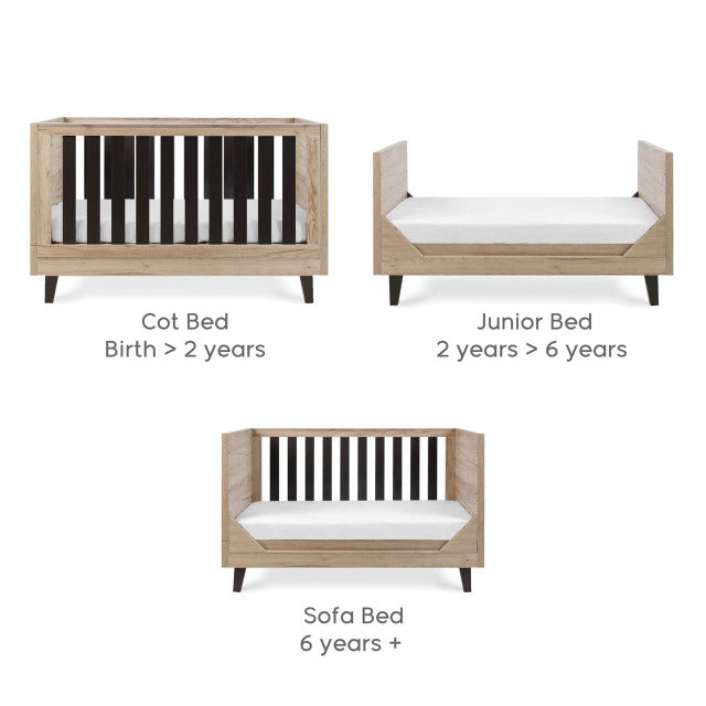 Tutti Bambini Como Cot Bed - Distressed Oak / Slate Grey - For Your Little One