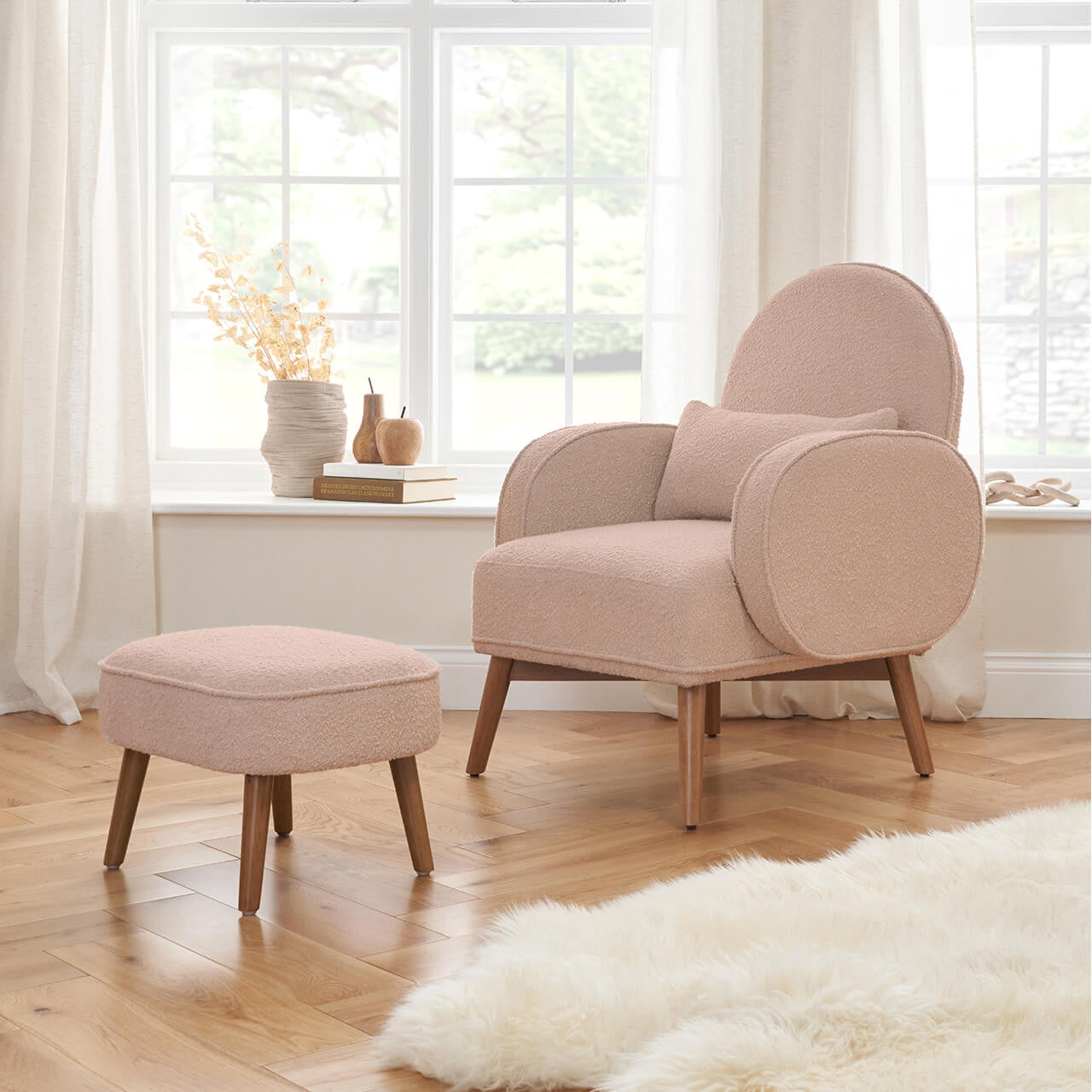 Tutti Bambini Micah Rocking Chair & Footstool- Boucle Blush -  | For Your Little One