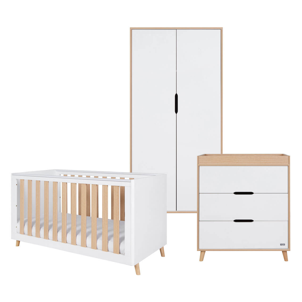 Tutti Bambini Fika 3 Piece Room Set - White/Light Oak   