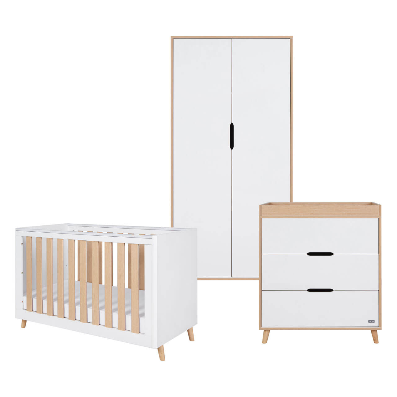 Tutti Bambini Fika Mini 3 Piece Room Set - White/Light Oak   