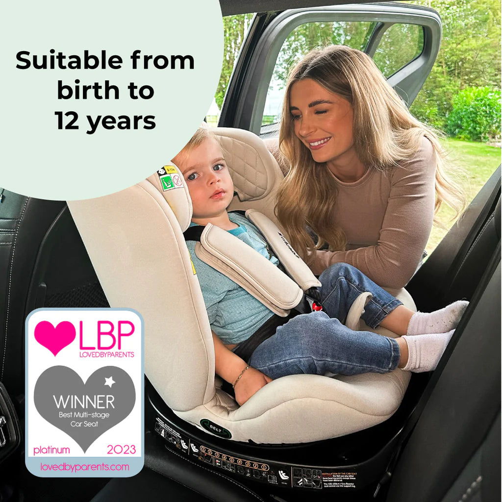 My Babiie MBCSSPIN i-Size (40-150cm) Spin Car Seat - Dani Dyer Stone - For Your Little One