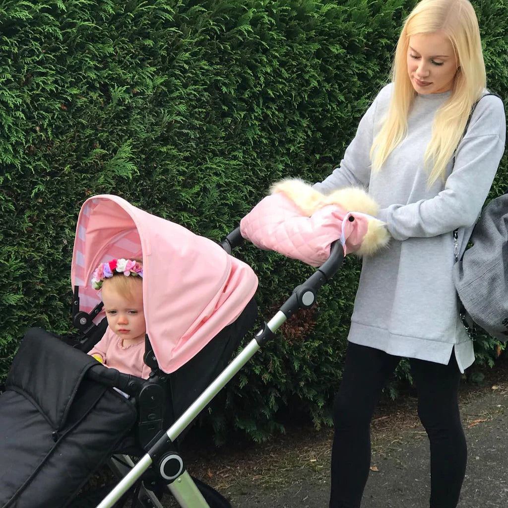 My Babiie Fur Trimmed Baby Pink Pushchair Handmuff - For Your Little One