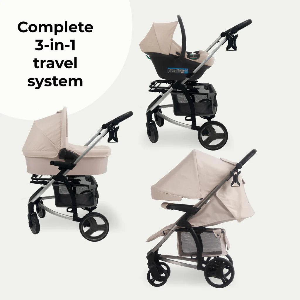 My Babiie MB200i 3-in-1 Travel System with i-Size Car Seat - Billie Faiers Oatmeal - For Your Little One