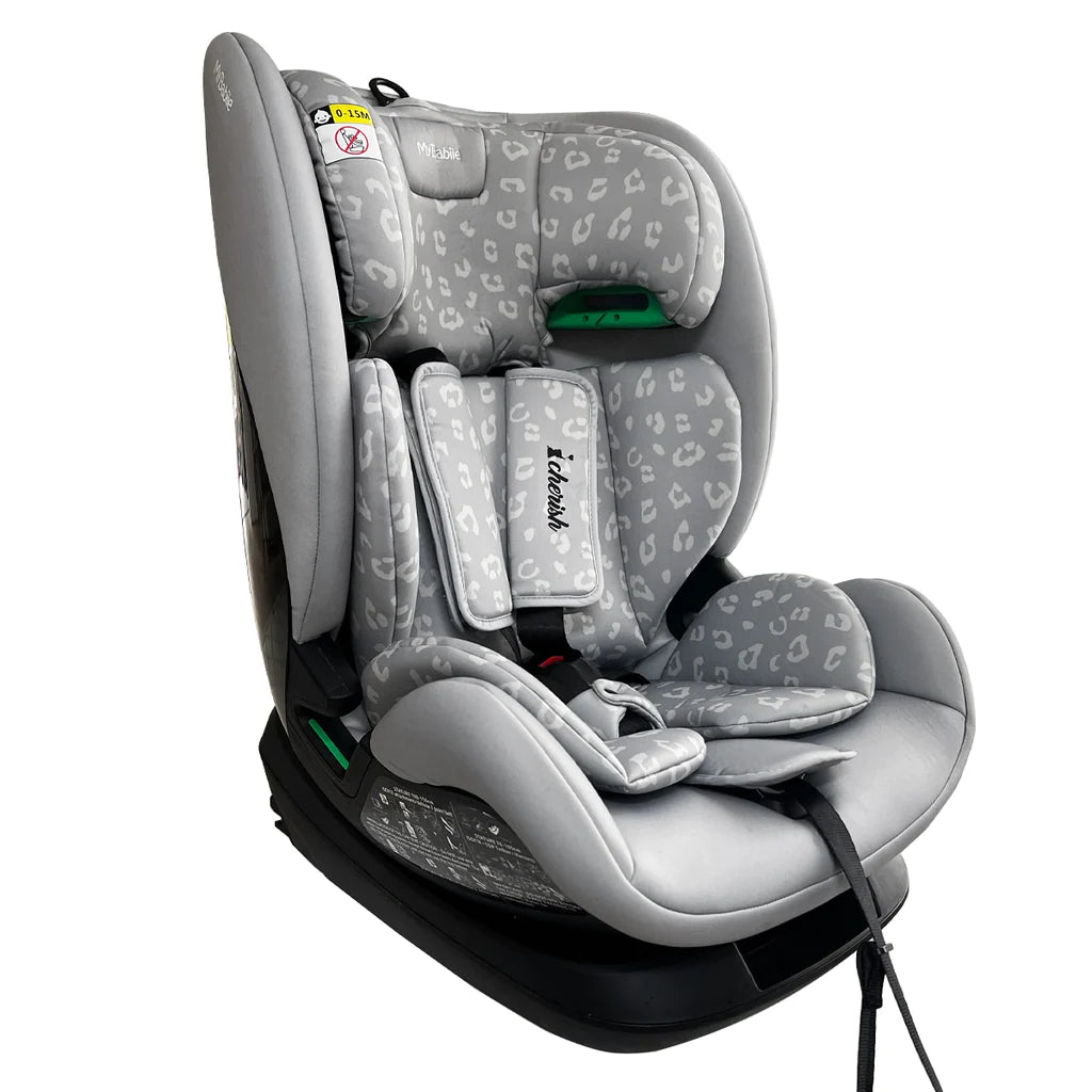 My Babiie MBCS123 i-Size (76-150cm) Car Seat - Dani Dyer Grey Leopard - For Your Little One