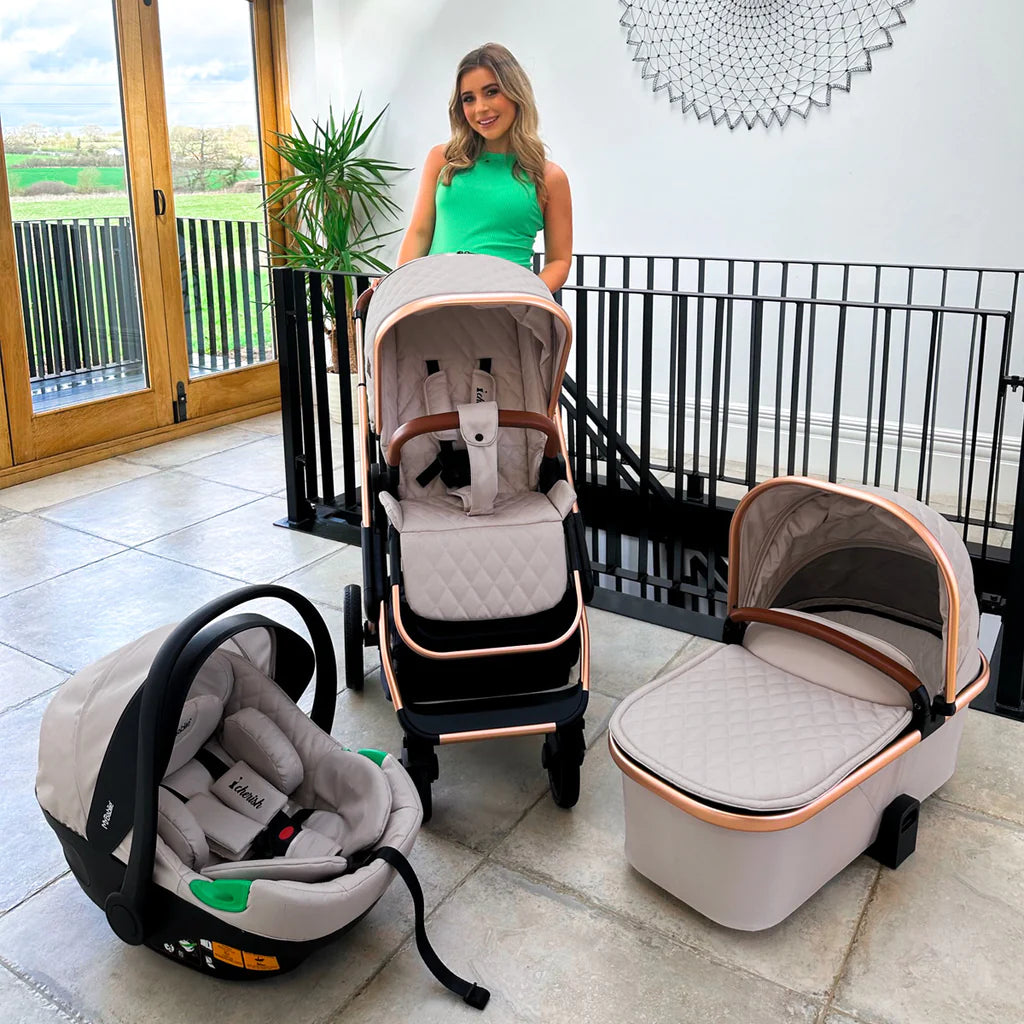 My Babiie MB500i 3-in-1 Travel System with i-Size Car Seat - Dani Dyer Rose Gold Stone -  | For Your Little One