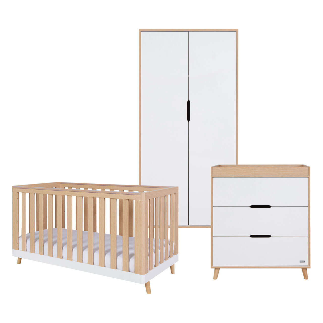 Tutti Bambini Hygge 3 Piece Room Set - White/Light Oak   