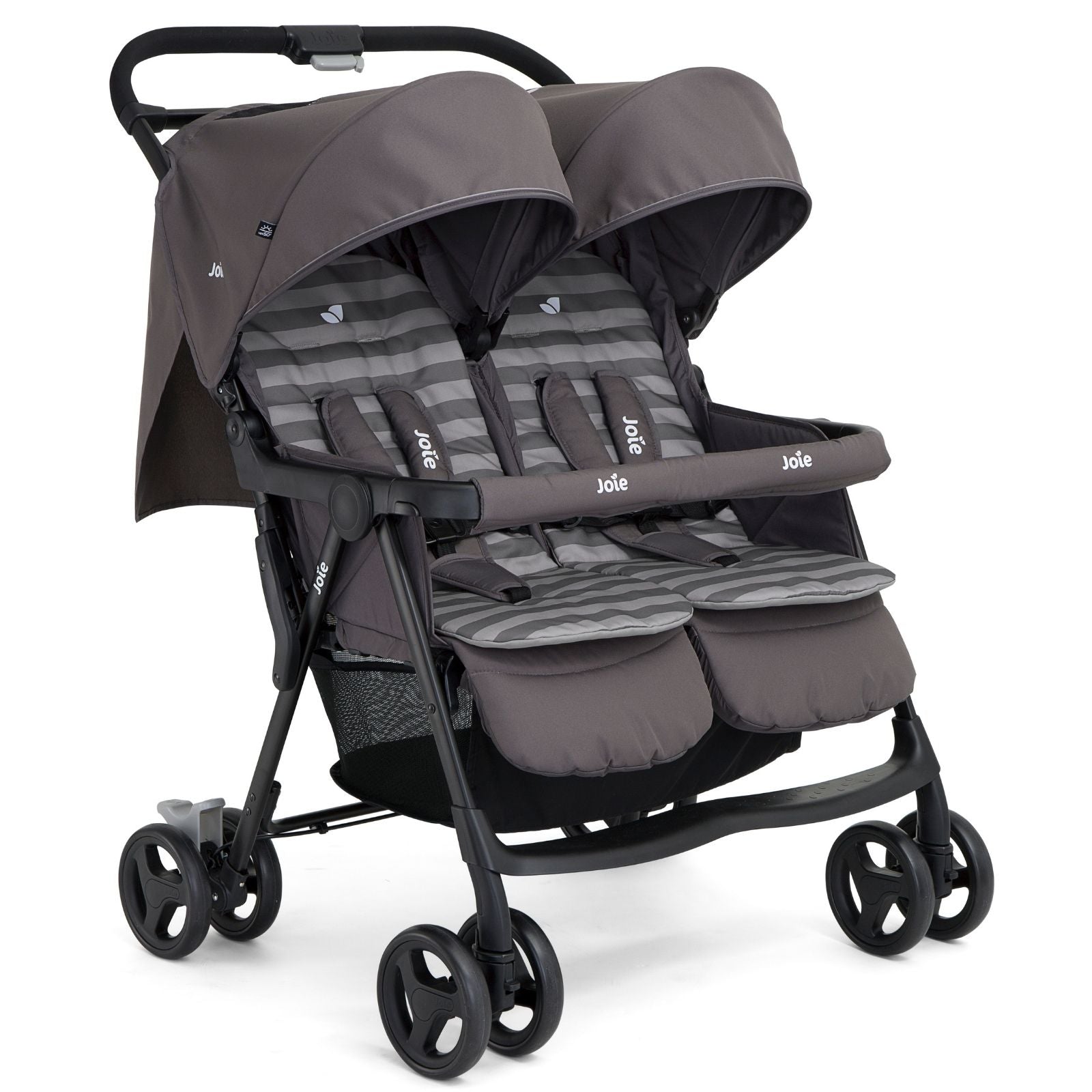 Joie Aire Twin Stroller Including 2 Footmuffs - Dark Pewter   