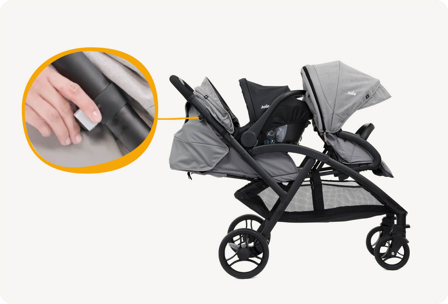 Joie EvaLite DUO Double Stroller Pebble