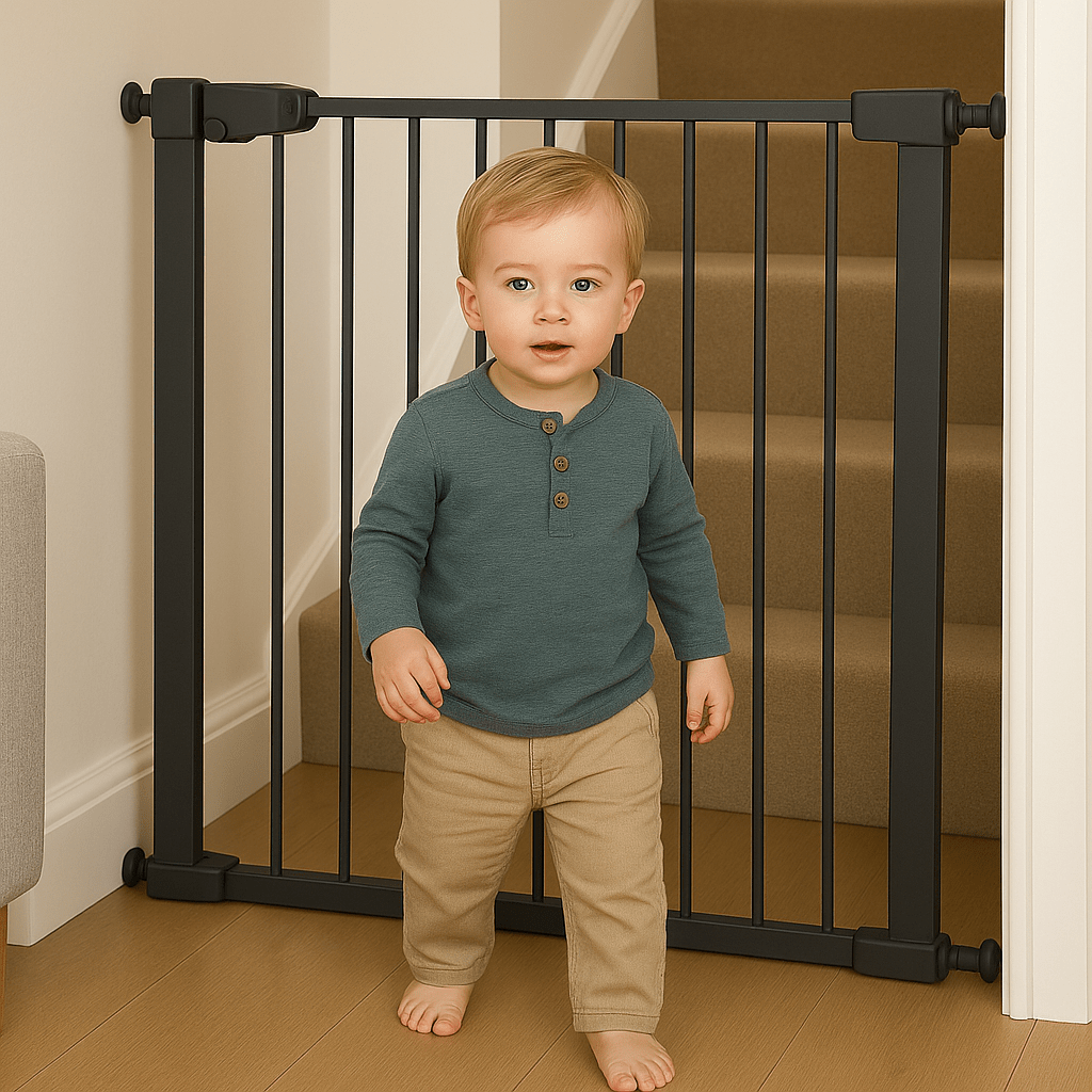 2x FYLO Baby Safety Stair Gate Pressure Fit 75 - 114cm Extra Wide - Grey - For Your Little One