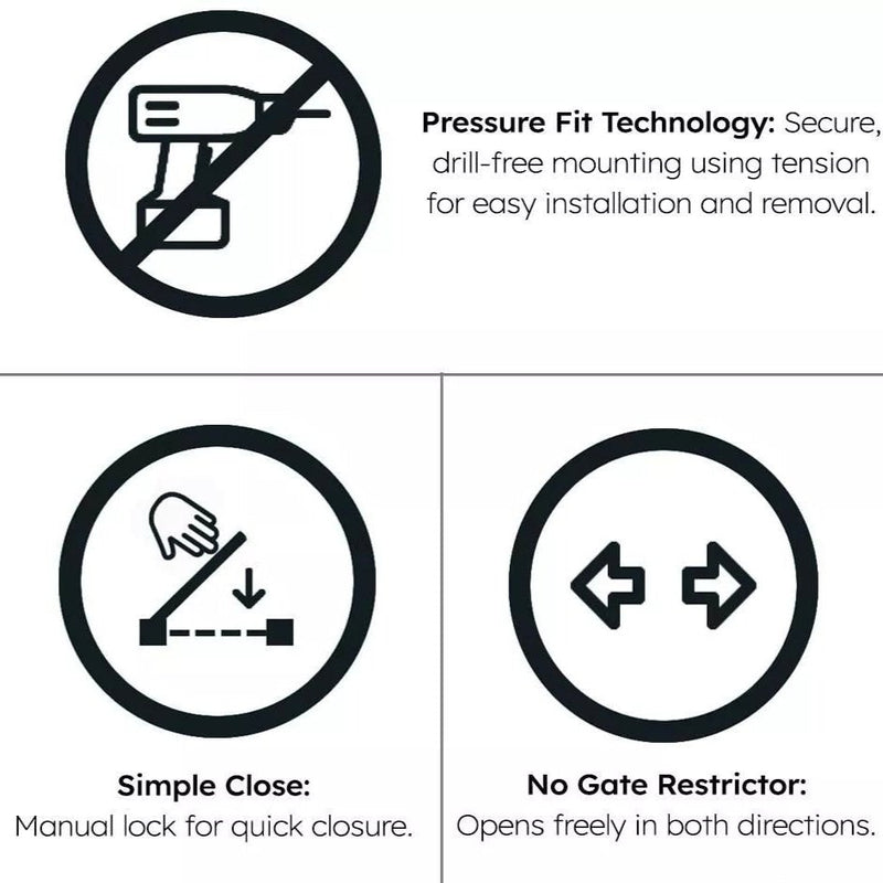 FYLO Baby Safety Stair Gate Pressure Fit 75cm-86cm- Grey- Grade A