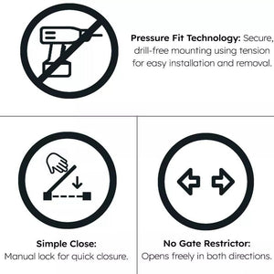 2x FYLO Baby Safety Stair Gate Pressure Fit Extra Wide - Grey - For Your Little One
