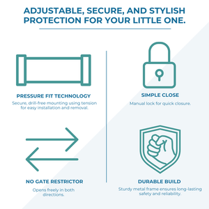 2x FYLO Baby Safety Stair Gate Pressure Fit Extra Wide - Grey - For Your Little One