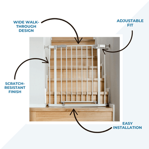 2x FYLO Baby Safety Stair Gate Pressure Fit Extra Wide - Grey - For Your Little One