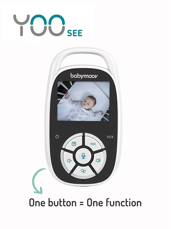 Babymoov video monitor handheld parent unit with screen and circular control buttons