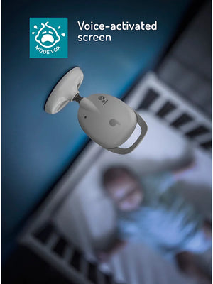 Babymoov baby monitor camera shown mounted above a crib