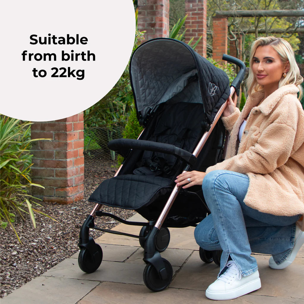 My Babiie MB51 Billie Faiers Rose Gold Black Quilted Stroller - For Your Little One