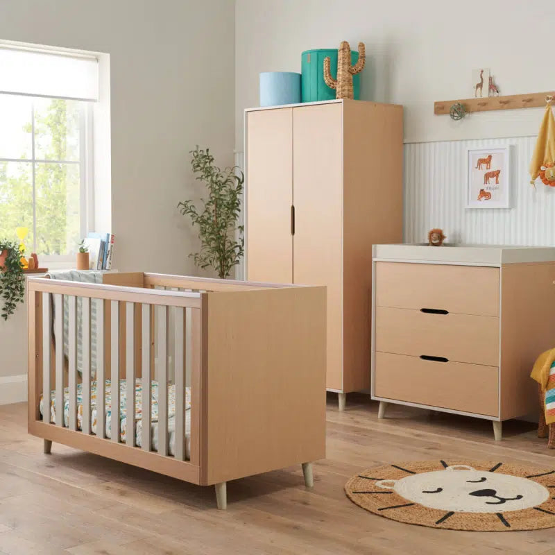 Tutti Bambini Fika Mini 3 Piece Room Set - White Sand/Light Oak   