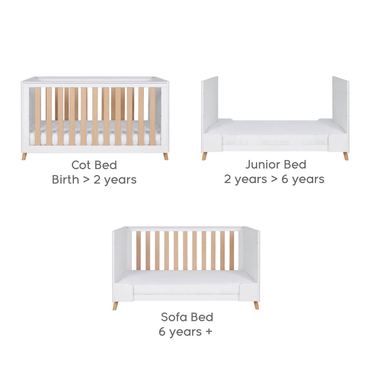 Tutti Bambini Fika 3 Piece Room Set - White/Light Oak   