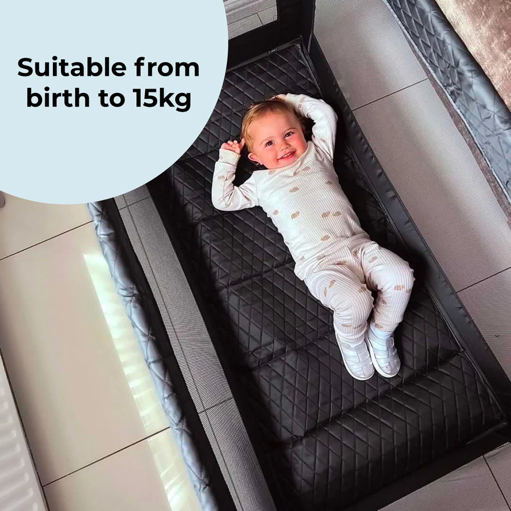 My Babiie Black Quilted Travel Cot -  | For Your Little One