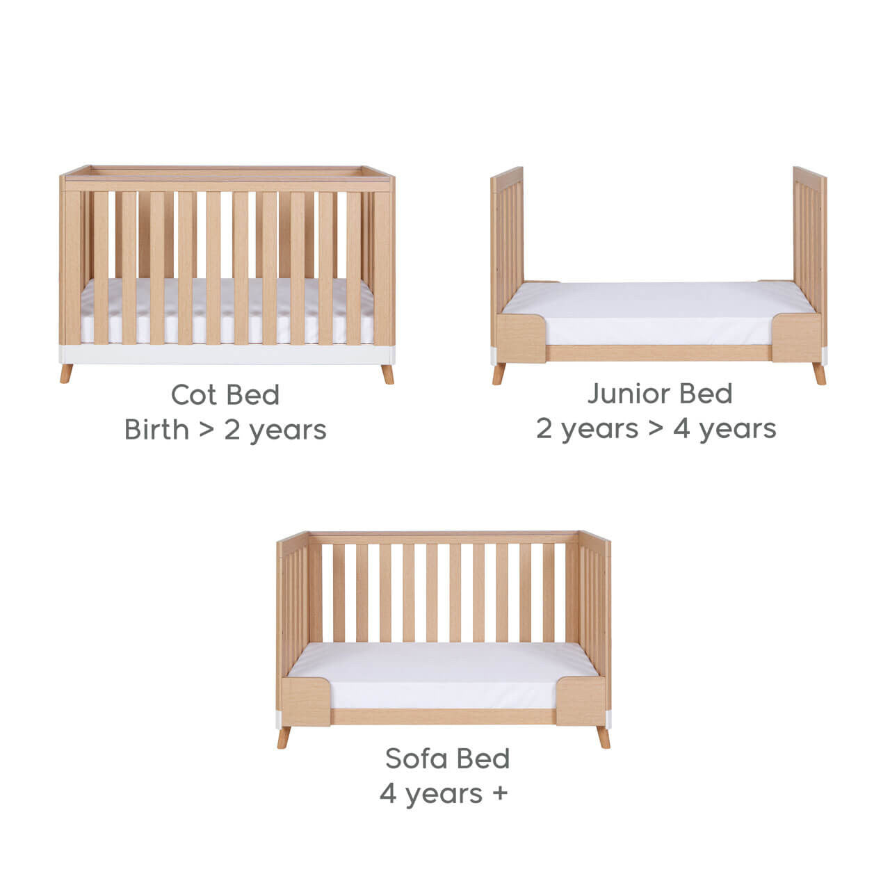 Tutti Bambini Hygge Mini 3 Piece Room Set - White/Light Oak   