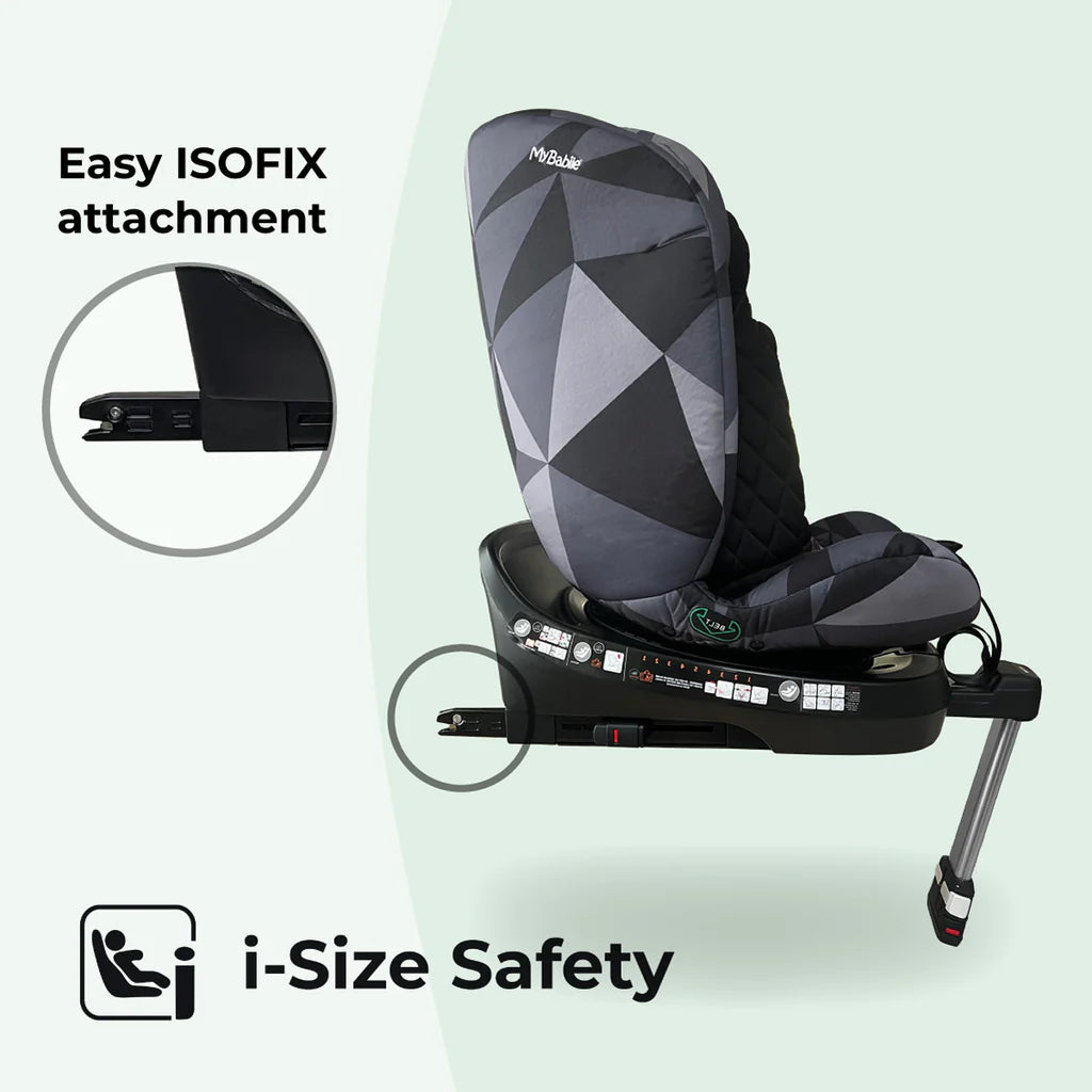 My Babiie MBCSSPIN i-Size (40-150cm) Spin Car Seat - Dani Dyer Black Geo   