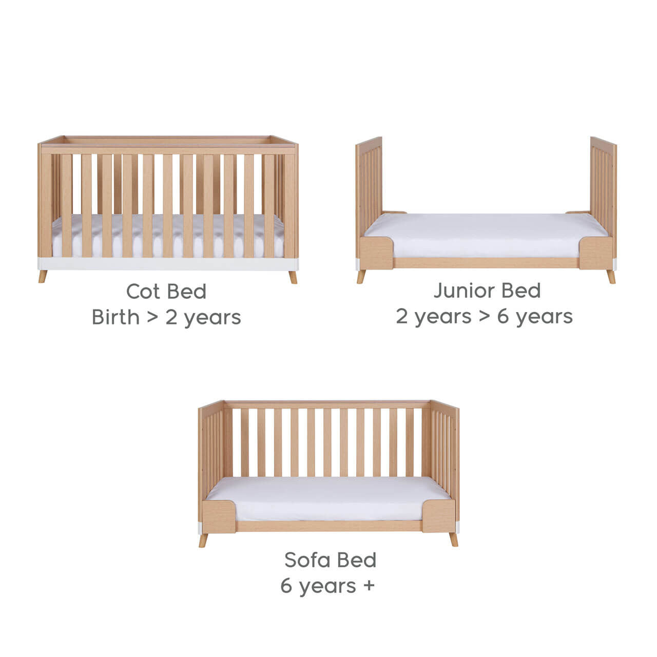 Tutti Bambini Hygge Cot Bed - White/Light Oak - For Your Little One
