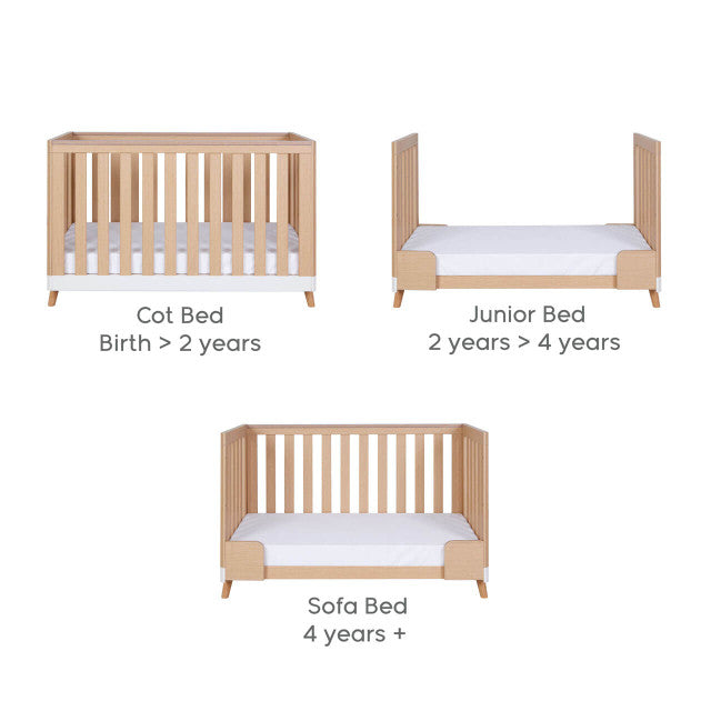 Tutti Bambini Hygge Mini Cot Bed - White/Light Oak   